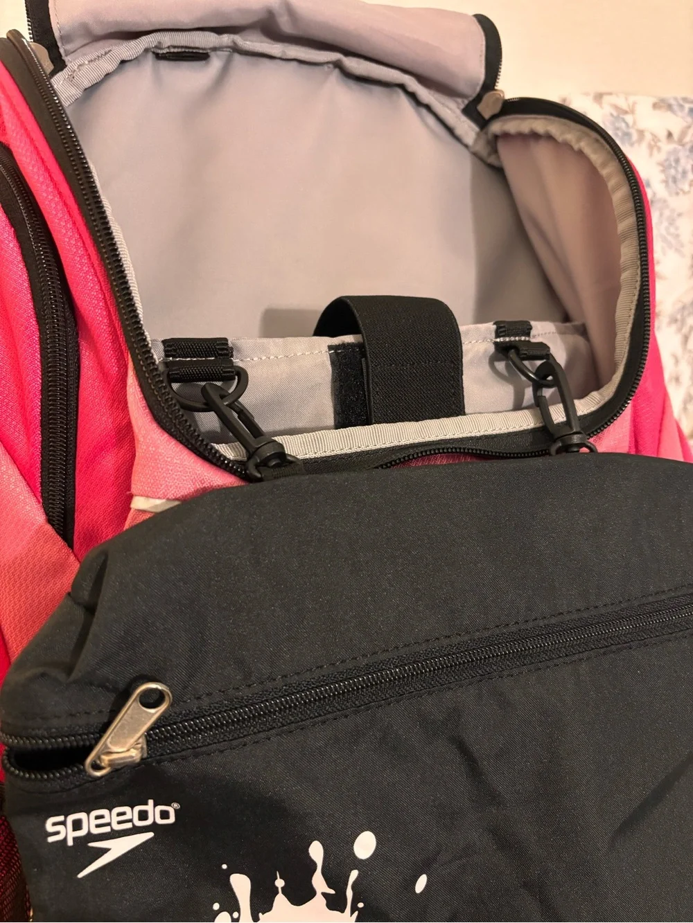 Speedo Hot Pink and Black Teamster Backpack
